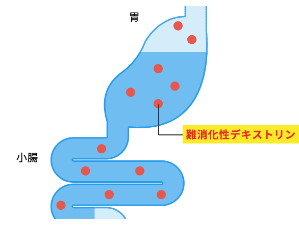 難消化性デキストリンがある場合の消化・吸収のイメージ図