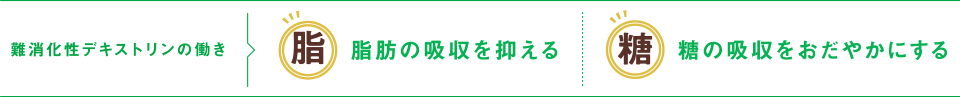 難消化性デキストリンの働き【脂肪の吸収を抑える】【糖の吸収をおだやかにする】