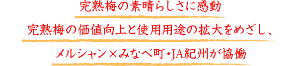 完熟梅の素晴らしさに感動　完熟梅の価値向上と使用用途の拡大をめざし、メルシャン×みなべ町・JA紀州が協働
