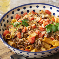 ハッシュドビーフのグラタンパスタ