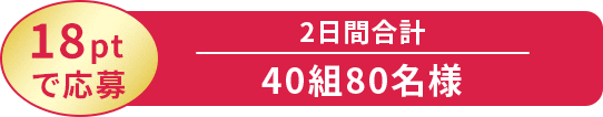 18ptで応募 2日間合計 40組80名様