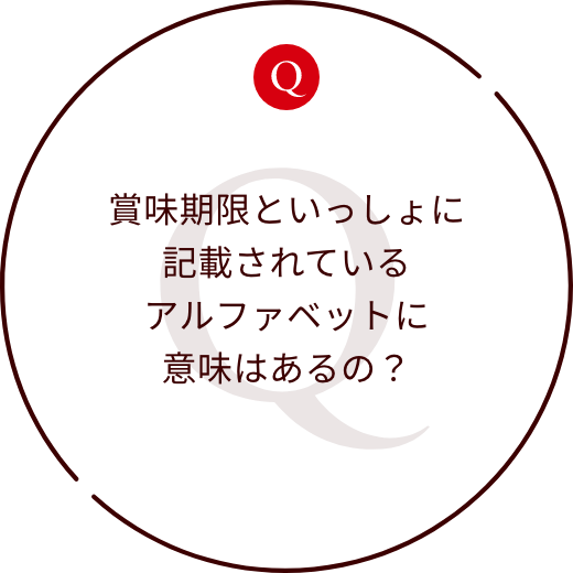 賞味期限といっしょに記載されているアルファベットに意味はあるの？