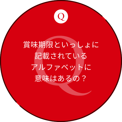 賞味期限といっしょに記載されているアルファベットに意味はあるの？