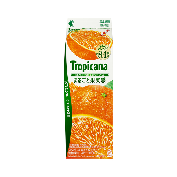 トロピカーナ 100％ まるごと果実感 オレンジ 900ml 紙