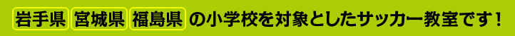 岩手県、宮城県、福島県の小学校を対象としたサッカー教室です！