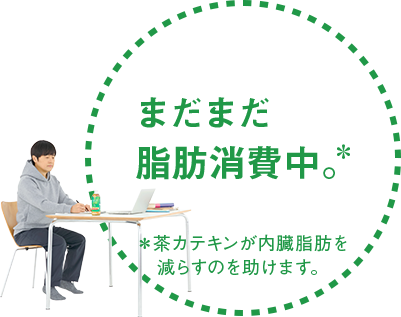 まだまだ脂肪消費中。＊ ＊茶カテキンが内臓脂肪を減らすのを助けます。