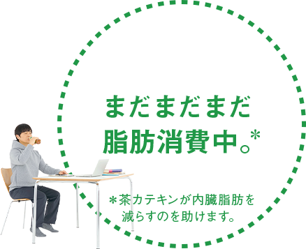 まだまだまだ脂肪消費中。＊ ＊茶カテキンが内臓脂肪を減らすのを助けます。