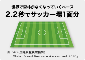 世界で森林がなくなっていくペース 1.2秒でサッカー場1面分
