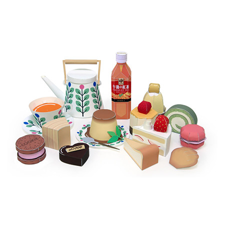 Let S アフタヌーンティー 食べもの 飲みもののペーパークラフト キリン