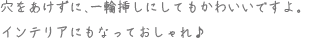 穴をあけずに、一輪挿しにしてもかわいいですよ。インテリアにもなっておしゃれ♪